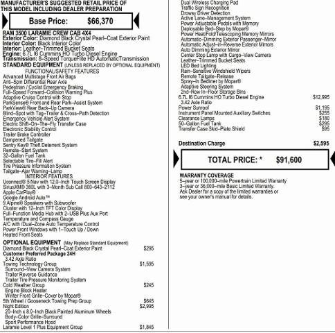 2026 RAM Ram 3500 RAM 3500 LARAMIE CREW CAB 4X4 8' BOX