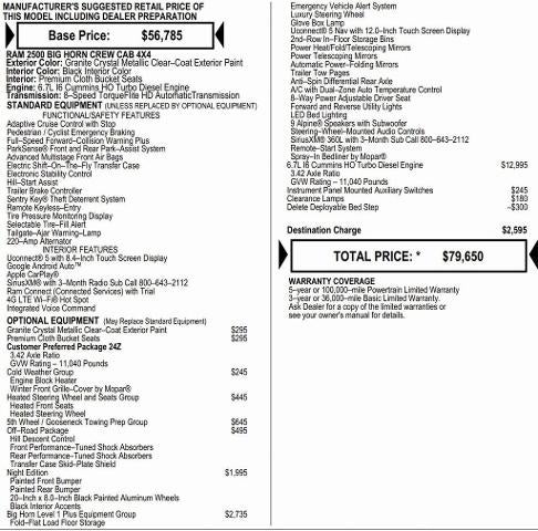 2026 RAM Ram 2500 RAM 2500 BIG HORN CREW CAB 4X4 6'4' BOX