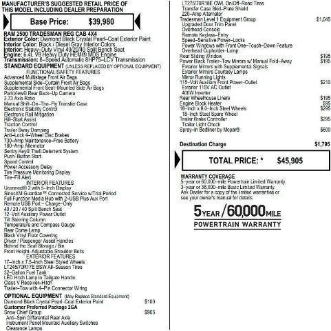 2022 RAM 2500 Tradesman Regular Cab 4x4 8' Box