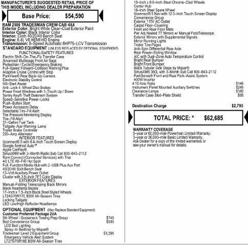 2027 RAM 2500 RAM 2500 TRADESMAN CREW CAB 4X4 6'4' BOX