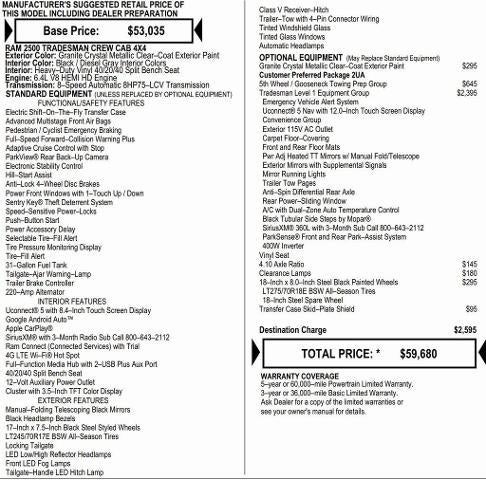 2026 RAM Ram 2500 RAM 2500 TRADESMAN CREW CAB 4X4 6'4' BOX