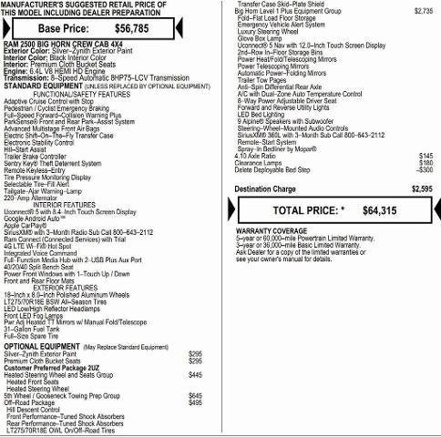 2026 RAM Ram 2500 RAM 2500 BIG HORN CREW CAB 4X4 6'4' BOX