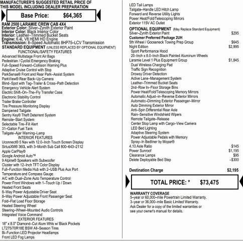 2026 RAM Ram 2500 RAM 2500 LARAMIE CREW CAB 4X4 6'4' BOX