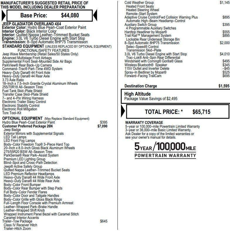 2022 Jeep Gladiator High Altitude 4x4